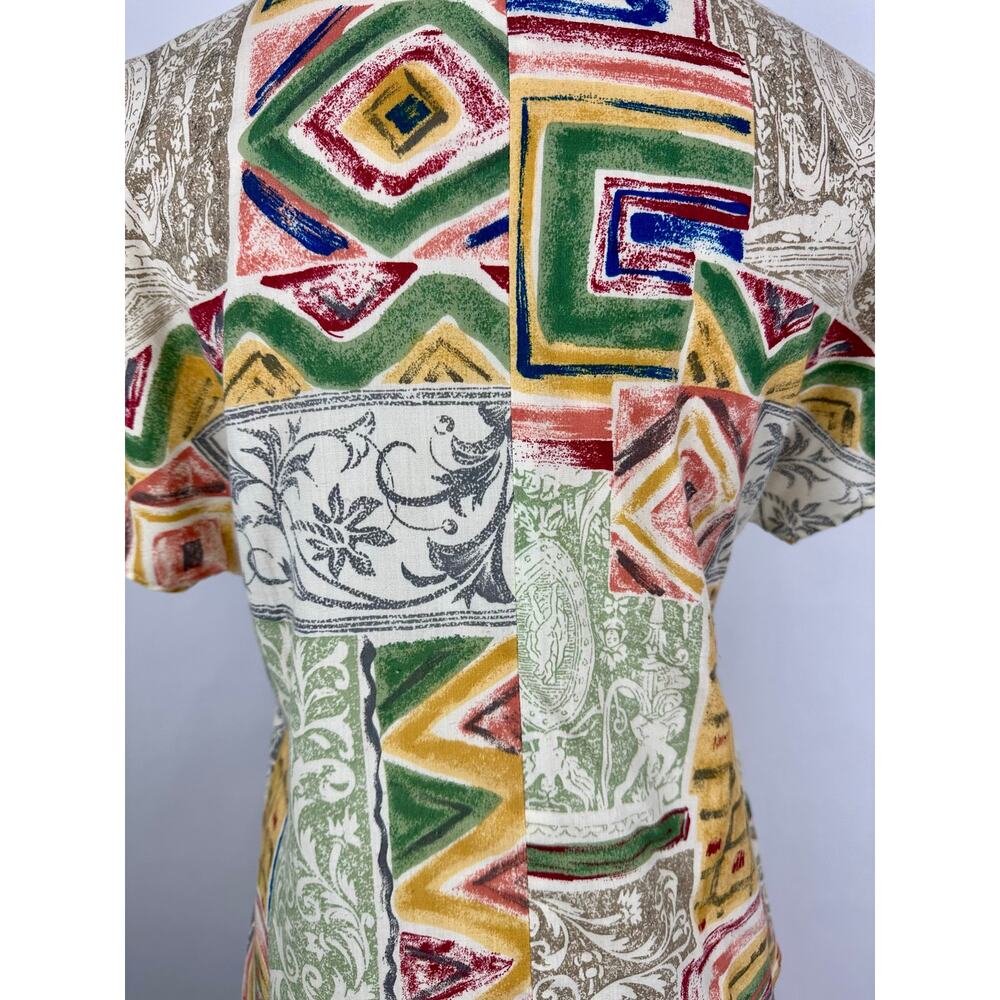 Vintage BonWorth Size Small Cotton Grecian Patchwork Skirt Set Safari Coastal - Picture 4 of 13